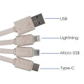 Eco Friendly Bamboo And Wheat Straw 4 In 1 Charging Cable