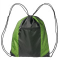 Two Color Front Zipper Pocket Drawstring Bag (18.5"x14.75")