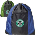 Two Color Front Zipper Pocket Drawstring Bag (18.5"x14.75")