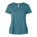 LAT Women's Curvy Collection Fine Jersey V-Neck Tee