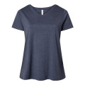 LAT Women's Curvy Collection Fine Jersey V-Neck Tee