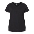 LAT Women's Curvy Collection Fine Jersey V-Neck Tee