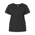 LAT Women's Curvy Collection Fine Jersey V-Neck Tee