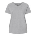 LAT Women's Curvy Collection Fine Jersey V-Neck Tee