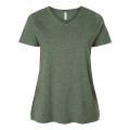 LAT Women's Curvy Collection Fine Jersey V-Neck Tee