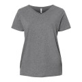 LAT Women's Curvy Collection Fine Jersey V-Neck Tee