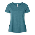 LAT Women's Curvy Collection Fine Jersey V-Neck Tee