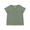 LAT Women's Curvy Collection Fine Jersey V-Neck Tee