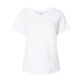 LAT Women's Curvy Collection Fine Jersey V-Neck Tee