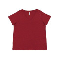 LAT Women's Curvy Collection Fine Jersey V-Neck Tee