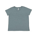 LAT Women's Curvy Collection Fine Jersey V-Neck Tee