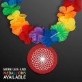 Rainbow Flowers Lei Necklaces with Medallion (Non-Light Up)