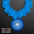 Blue Flower Lei Necklace with Medallion (Non-Light Up)