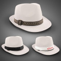 White Funky Fedora with Imprinted Band