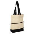 100% Cotton Canvas Sheeting Color Accent Tote Bag W/ Pocket