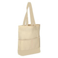 100% Cotton Canvas Sheeting Color Accent Tote Bag W/ Pocket