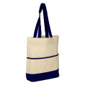 100% Cotton Canvas Sheeting Color Accent Tote Bag W/ Pocket