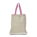 Eco-Friendly 100% Cotton Canvas Tote Bag W/ Color Handles