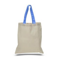 Eco-Friendly 100% Cotton Canvas Tote Bag W/ Color Handles