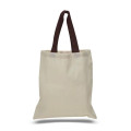 Eco-Friendly 100% Cotton Canvas Tote Bag W/ Color Handles