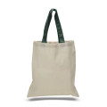 Eco-Friendly 100% Cotton Canvas Tote Bag W/ Color Handles