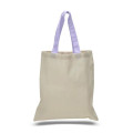 Eco-Friendly 100% Cotton Canvas Tote Bag W/ Color Handles