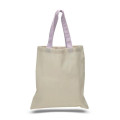 Eco-Friendly 100% Cotton Canvas Tote Bag W/ Color Handles