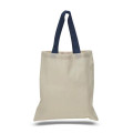 Eco-Friendly 100% Cotton Canvas Tote Bag W/ Color Handles