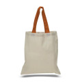 Eco-Friendly 100% Cotton Canvas Tote Bag W/ Color Handles