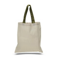 Eco-Friendly 100% Cotton Canvas Tote Bag W/ Color Handles