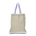 Eco-Friendly 100% Cotton Canvas Tote Bag W/ Color Handles