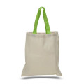 Eco-Friendly 100% Cotton Canvas Tote Bag W/ Color Handles