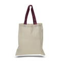 Eco-Friendly 100% Cotton Canvas Tote Bag W/ Color Handles