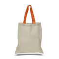 Eco-Friendly 100% Cotton Canvas Tote Bag W/ Color Handles