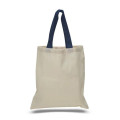 Eco-Friendly 100% Cotton Canvas Tote Bag W/ Color Handles