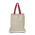 Eco-Friendly 100% Cotton Canvas Tote Bag W/ Color Handles
