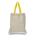Eco-Friendly 100% Cotton Canvas Tote Bag W/ Color Handles