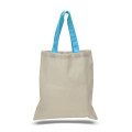 Eco-Friendly 100% Cotton Canvas Tote Bag W/ Color Handles