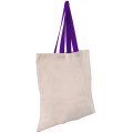 Eco-Friendly 100% Cotton Canvas Tote Bag W/ Color Handles
