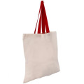 Eco-Friendly 100% Cotton Canvas Tote Bag W/ Color Handles