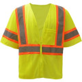 Hi Viz Class 3 Reflective Tape Mesh Safety Zip Pocket Vest