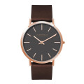 40MM SLIM STEEL ROSE GOLD CASE, 2 HAND MVMT, BLACK...