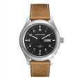 44MM STEEL MATTE SILVER CASE, 3 HAND MVMT, BLACK D...