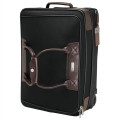 Terni Brown Leather/Black Twill Nylon Trolley Bag