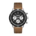 42MM METAL SILVER CASE, CHRONOGRAPH MVMT, BLACK DI...