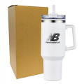 40 oz PP Lined Double Wall Tumbler with Handle and Straw