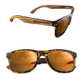 Polarized or Mirror Tortoise Miami Sunglasses with Wood Arms