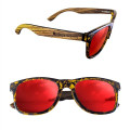 Polarized or Mirror Tortoise Miami Sunglasses with Wood Arms