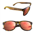 Polarized or Mirror Tortoise Miami Sunglasses with Wood Arms