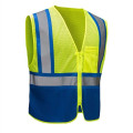Hi Vis Reflective Class2 Mesh Blue Bottom Safety Pocket Vest